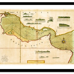 Alte Karte vom Golf von Persien 1702 - Nautisches Meer Kunstdruck - Vintage Poster - Antikes altes Bild - Retro Wandkunst Dekor - S - XXL MSM005