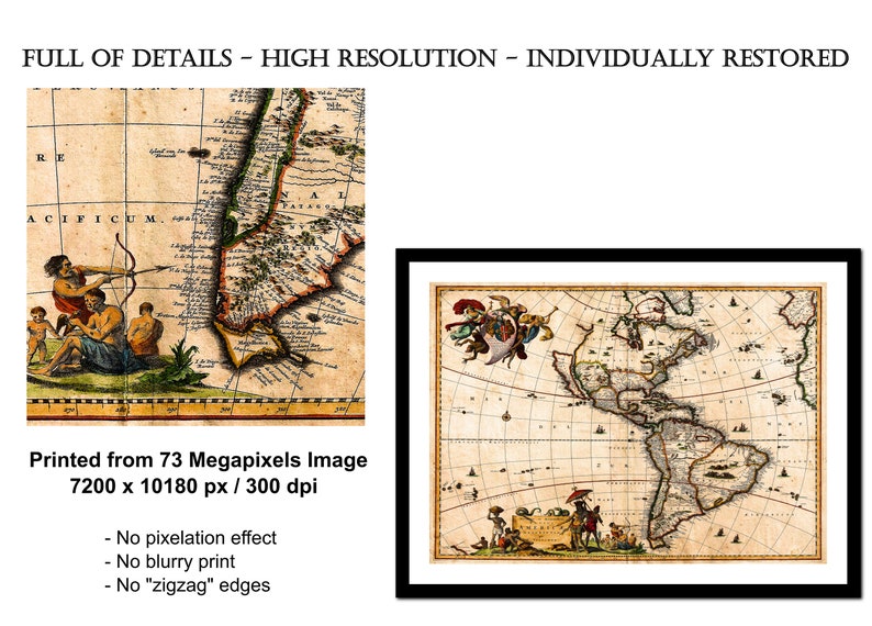 Old Map of North South America 1658 - Art Print - Vintage Poster ...