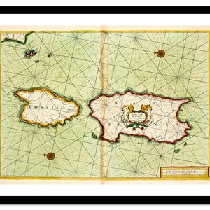 Ancienne carte de la Sardaigne, Corse 1702 - impression d'art mer nautique - affiche vintage - tableau ancien antique - déco murale rétro - S - XXL MSM007