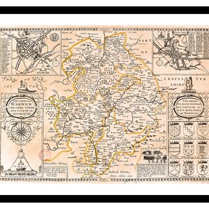 Alte Karte von Coventry England UK 1610 - Kunstdruck - Vintage Poster - Antik altes Bild - Retro Wandkunst Dekor - S - XXL MUK084