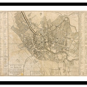 Alte Landkarte von Berlin Deutschland Europa 1757 - Kunstdruck - Vintage Poster - Antik altes Bild - Retro Wandkunst Dekor - S - XXL MDE005