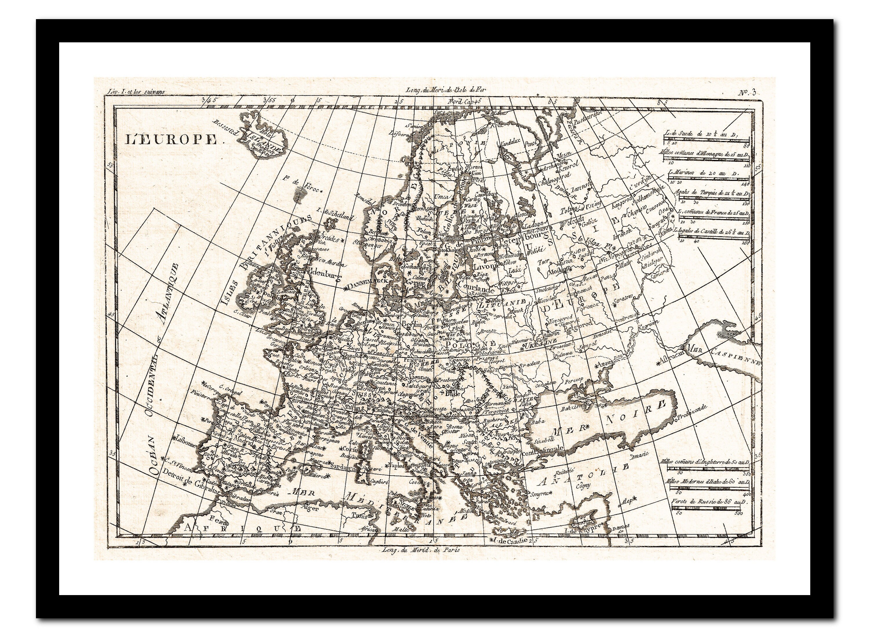 Old Map of Europe 1780 - Art Print - Vintage Poster - Antique Old Picture - Retro Wall Art Decor - S - XXL MEU003
