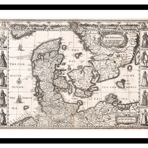 Alte Landkarte Dänemark Europa 1676 - Kunstdruck - Vintage Poster - Antikes altes Bild - Retro Wandkunst Dekor - S - XXL MDK001