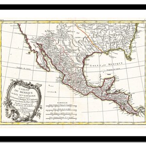 Ancienne carte du Mexique en Amérique du Nord 1771 - impression d'art - affiche vintage - tableau ancien antique - art déco mural rétro - S - XXL MAM004