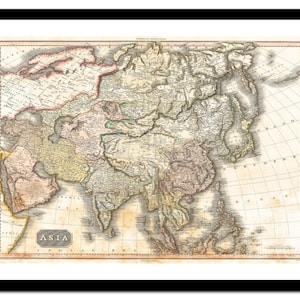 Ancienne carte de l'Asie de 1818 - impression d'art - affiche vintage - tableau ancien antique - art déco mural rétro - S - XXL MAS004