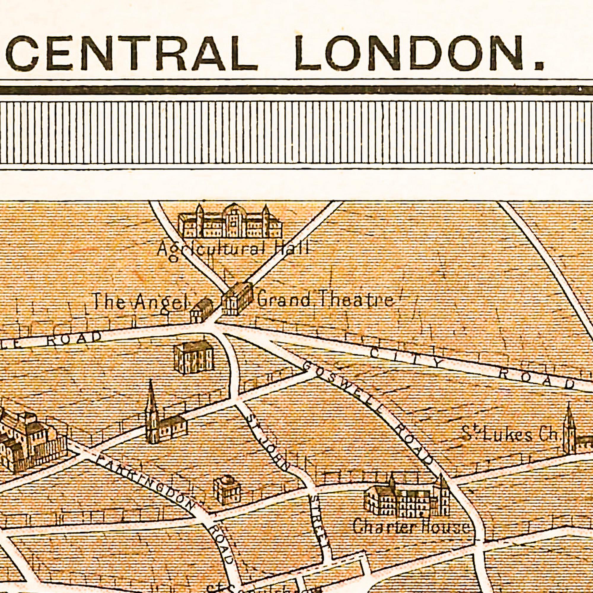 ロンドン（イギリス、1904年） - 古い地図のアートプリント - 歴史的な