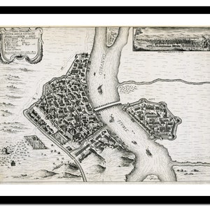 Alte Landkarte von Budapest Ungarn Europa 1683 - Kunstdruck - Vintage Poster - Antik altes Bild - Retro Wandkunst Dekor - S - XXL MHU001