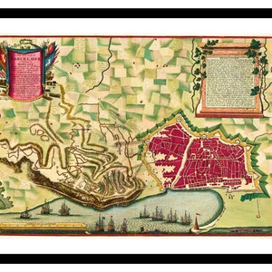 Alte Landkarte Barcelona Spanien Europa 1706 - Kunstdruck - Vintage Poster - Antik altes Bild - Retro Wand-Kunst Dekor - S - XXL MES005