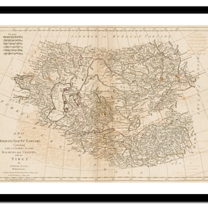 Ancienne carte du Tibet Asie 1786 - impression d'art - affiche vintage - tableau ancien antique - art déco mural rétro - S - XXL MAS014