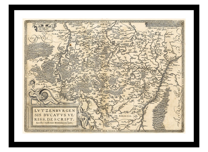 Old Map of Luxembourg Europe 1608 - Art Print - Vintage Poster ...