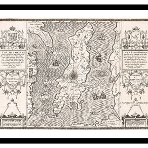 Alte Karte von Isle of Man UK Europa 1610 - Kunstdruck - Vintage Poster - Antik altes Bild - Retro Wandkunst Dekor - S - XXL MUK039