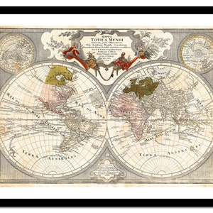 Alte Weltkarte 1775 - Kunstdruck - Vintage Poster - Antik altes Bild - Retro Wand-Kunst Dekor - S - XXL MWO009