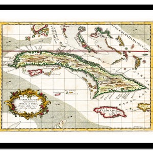 Alte Landkarte von Kuba Jamaika Nordamerika 1763 - Kunstdruck - Vintage Poster - Antik altes Bild - Retro Wand Kunst Dekor - S - XXL MAM007