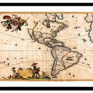 Alte Landkarte von Nordamerika 1658 - Kunstdruck - Vintage Poster - Antik altes Bild - Retro Wandkunst Dekor - S - XXL MAM015