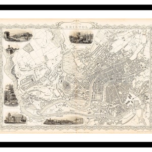Alte Karte von Bristol England UK 1815 - Kunstdruck - Vintage Poster - Antik altes Bild - Retro Wandkunst Dekor - S - XXL MUK057