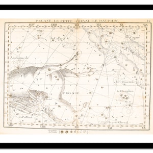 Alte Karte von Pegasus Delphinus 1795 - Astronomie Kunst Druck - Vintage Poster - Antikes altes Bild - Retro Wand Kunst Dekor - S - XXL MAA004