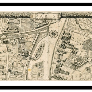 Mapa antiguo de París, Francia, Europa, 1710. Lámina artística. Póster vintage. Imagen antigua. Decoración de pared retro. Tallas S a XXL. MFR006