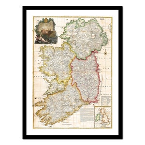 Mapa antigo da Irlanda Europa 1794 - Impressão artística - Pôster vintage - Imagem antiga antiga - Decoração de arte de parede retrô - S - XXL MIE001