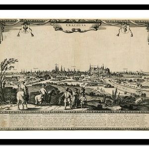 Vieille carte de Cracovie Pologne Europe 1690 - impression d'art - affiche vintage - tableau ancien antique - art déco mural rétro - S - XXL MPL001