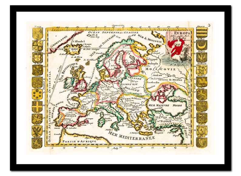 Old Map of Europe 1706 - Art Print - Vintage Poster - Antique Old ...