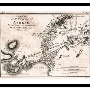 Alte Landkarte von Athen Griechenland Europa 1785 - Kunstdruck - Vintage Poster - Antik altes Bild - Retro Wandkunst Dekor - S - XXL MGR003