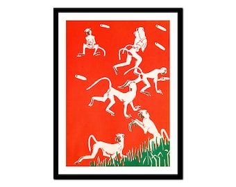 Kitchen Art Print - African Food Red Abstract - Vintage Poster - Antique Old Picture - Retro Wall Art Decor - A5 A4 A3 A2 A1 A0  (A-ki 061)