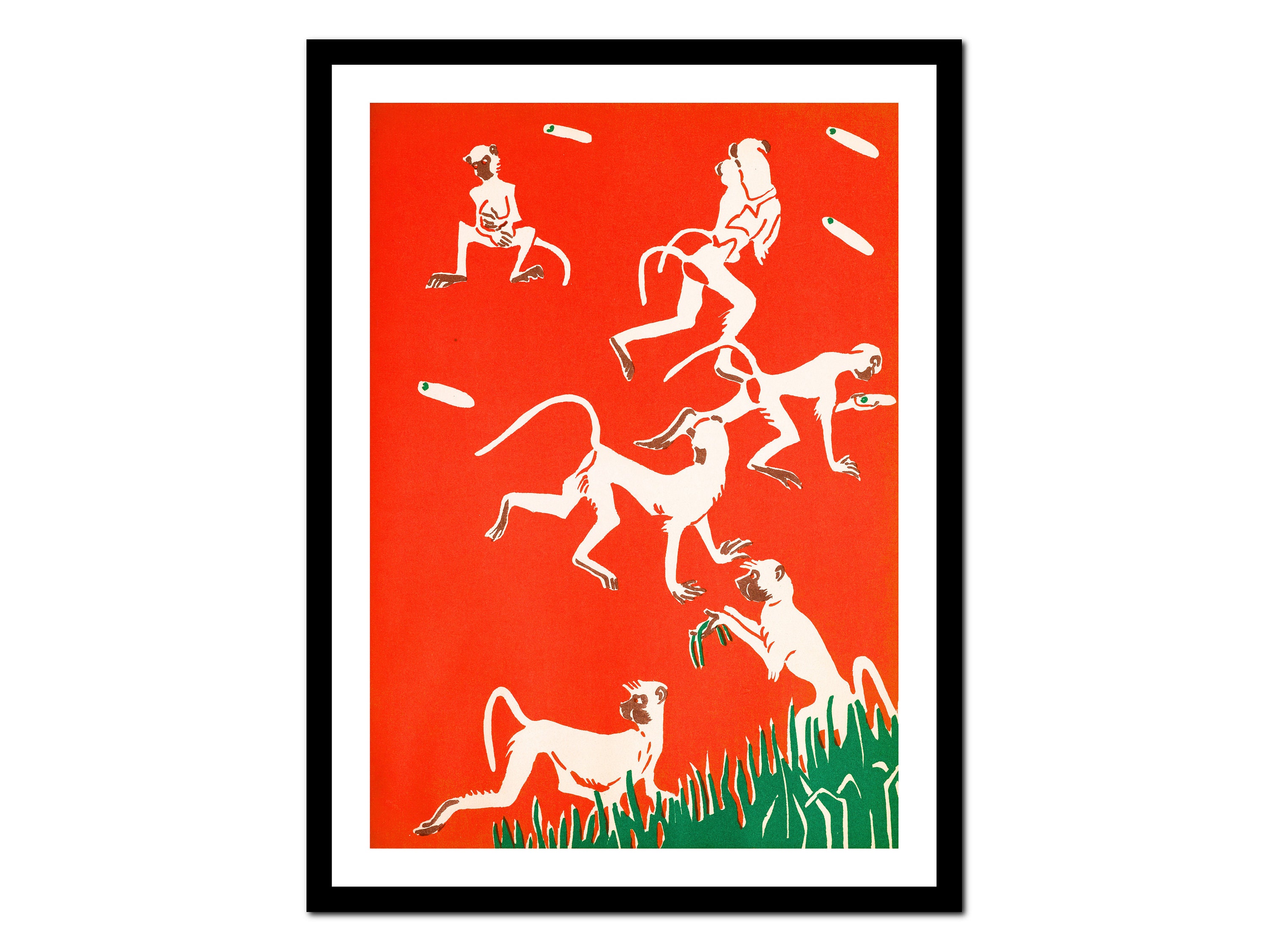 Kitchen Art Print - African Food Red Abstract - Vintage Poster ...