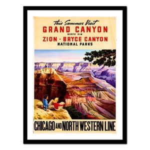 Poster di viaggio del Grand Canyon - Stampa d'arte vintage - Vecchia immagine antica - Decorazione d'arte da parete retrò - A5 A4 A3 A2 A1 A0 (P-tr 014)