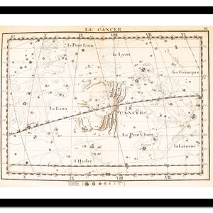 Alte Karte von Krebs Krebs 1795 - Astronomie Art Print - Vintage Poster - Antik altes Bild - Retro Wand-Kunst Dekor - S - XXL MAA003