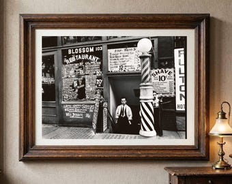 Restaurant Barber New York 1935 Antique Art Print - Architectural Urban Vintage Photography - Black & White - American Wall Decor APH001