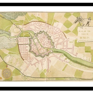 Ancienne carte de Berlin Allemagne Europe 1740 - impression d'art - affiche vintage - tableau ancien antique - art déco mural rétro - S - XXL MDE006