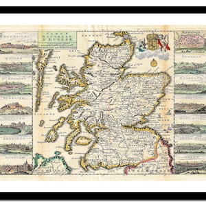 Alte Landkarte von Scotland UK Europe 1747 - Kunstdruck - Vintage Poster - Antik altes Bild - Retro Wandkunst Dekor - S - XXL MUK015