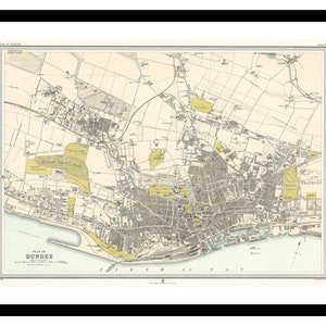 Alte Karte von Dundee Scotland UK 1912 - Kunstdruck - Vintage Poster - Antik altes Bild - Retro Wandkunst Dekor - S - XXL MUK090