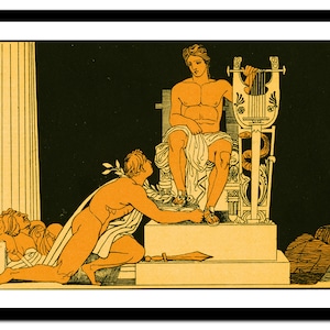 Impresión de arte griego - Pintura de Dios de la mitología antigua - Póster vintage - Imagen antigua - Decoración de arte de pared retro - S - XXL (A-GR 004)