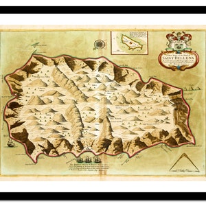 Alte Karte von Saint Hellena 1702 - Nautisches Meer Kunstdruck - Vintage Poster - Antikes altes Bild - Retro Wand Kunst Dekor - S - XXL MSM004