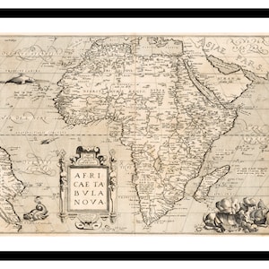 Alte Landkarte Afrika 1570 - Art Print - Vintage Poster - Antik altes Bild - Retro Wand Kunst Dekor - S - XXL MAF017