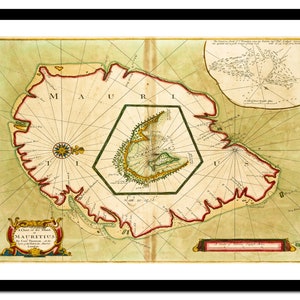Alte Landkarte von Mauritius Afrika 1702 - Kunstdruck - Vintage Poster - Antik altes Bild - Retro Wandkunst Dekor - S - XXL MAF012