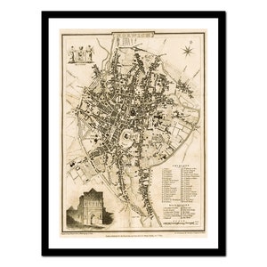Alte Karte von Norwich England UK Europa 1832 - Kunstdruck - Vintage Poster - Antik altes Bild - Retro Wand Kunst Dekor - S - XXL MUK018