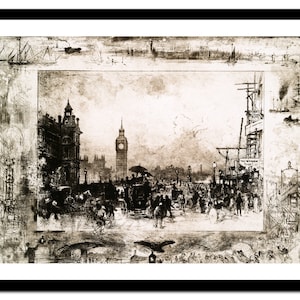 LONDRES Big Ben Architecture Art Print - Viajes por la ciudad - Póster vintage - Imagen antigua - Decoración de arte de pared retro - S - XXL (D-ar 028)