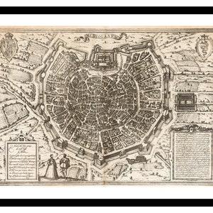 Alte Landkarte von Mailand Italien Europa 1575 - Kunstdruck - Vintage Poster - Antik altes Bild - Retro Wandkunst Dekor - S - XXL MIT014