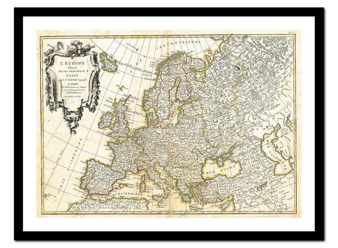Old Map of Europe 1762 - Art Print - Vintage Poster - Antique Old ...