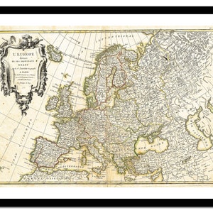 Ancienne carte de l'Europe 1762 - impression d'art - affiche vintage - tableau ancien antique - art déco mural rétro - S - XXL MEU005