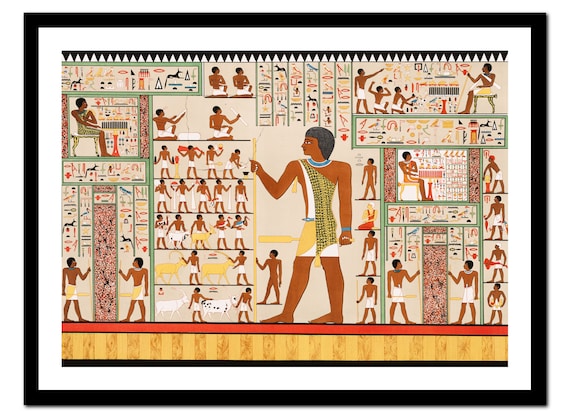 Egyptian Art Print Ancient Pyramid God Painting Vintage - Etsy