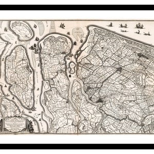 Ancienne carte de Rotterdam Pays-Bas Europe 1629 - impression d'art - affiche vintage - tableau ancien antique - art déco mural rétro - S - XXL MNL006