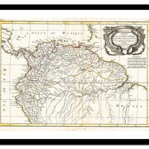 Mapa antigo da Colômbia América 1771 - Impressão artística - Pôster vintage - Imagem antiga antiga - Decoração de arte de parede retrô - S - XXL MAM017