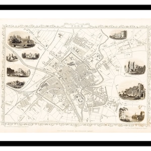 Alte Landkarte York England UK 1815 - Kunstdruck - Vintage Poster - Antik altes Bild - Retro Wand Kunst Dekor - S - XXL MUK050