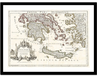 Old Map of Greece Europe 1794 - Art Print - Vintage Poster - Antique Old Picture - Retro Wall Art Decor - S - XXL MGR001