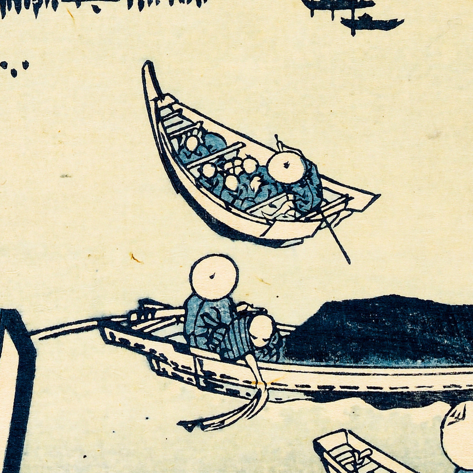 Japanese Art Print - Sea Ocean Wave Boat Painting - Vintage