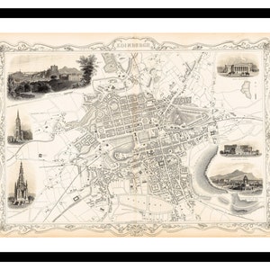 Alte Karte von Edinburgh Schottland Großbritannien 1815 - Kunstdruck - Vintage Poster - Antikes altes Bild - Retro Wandkunst Dekor - S - XXL MUK058