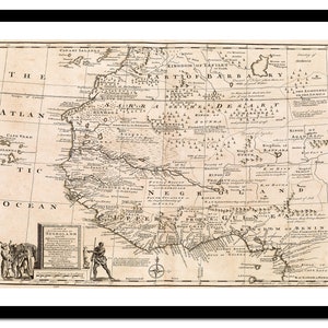 Alte Landkarte von Ghana Nigeria Afrika 1747 - Kunstdruck - Vintage Poster - Antik altes Bild - Retro Wandkunst Dekor - S - XXL MAF014